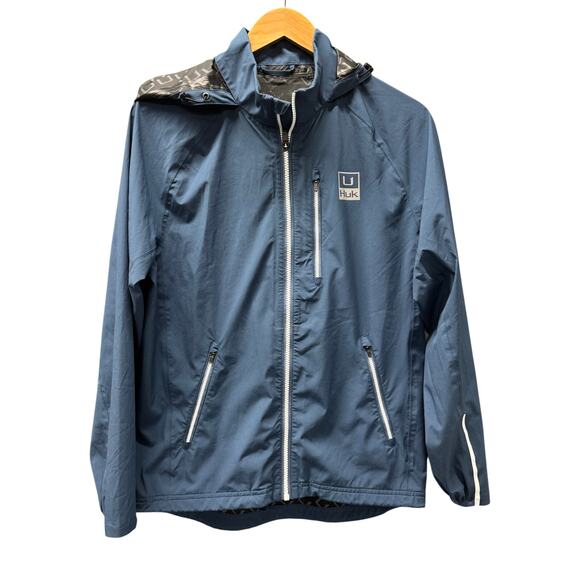 Huk Pursuit Jacket Mens Small Full Zip Hooded Water Proof Wind Resistant Fishing - Picture 1 of 8